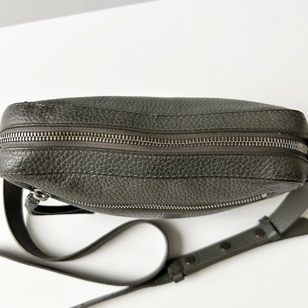 AllSaints Captain Crossbody Bag 100% Cow Leather Grey Small Adjustable Strap